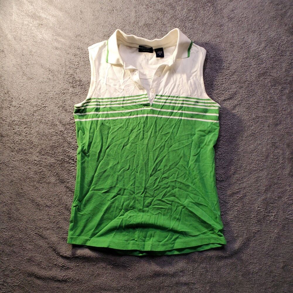 Vintage Izod Xtra Dry Cotton Blend Golf Polo Tank Pickleball Tennis Sm Green